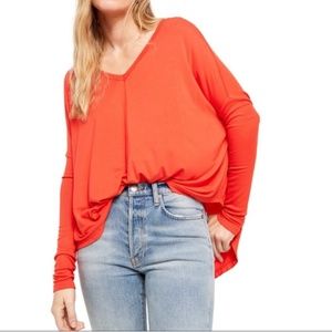Free People Boho Tunic Top Long Sleeve Orange XS